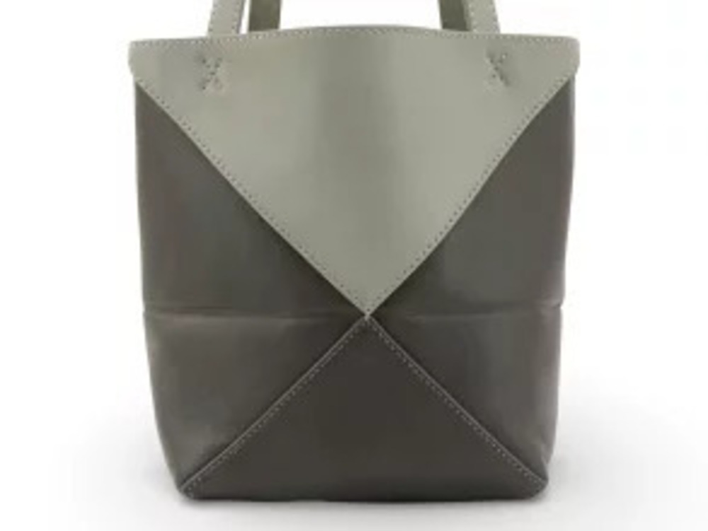 Loewe Dark Puzzlefold Tote Gray Pearl Leather Handbag Shoulder Bag Calf Gray